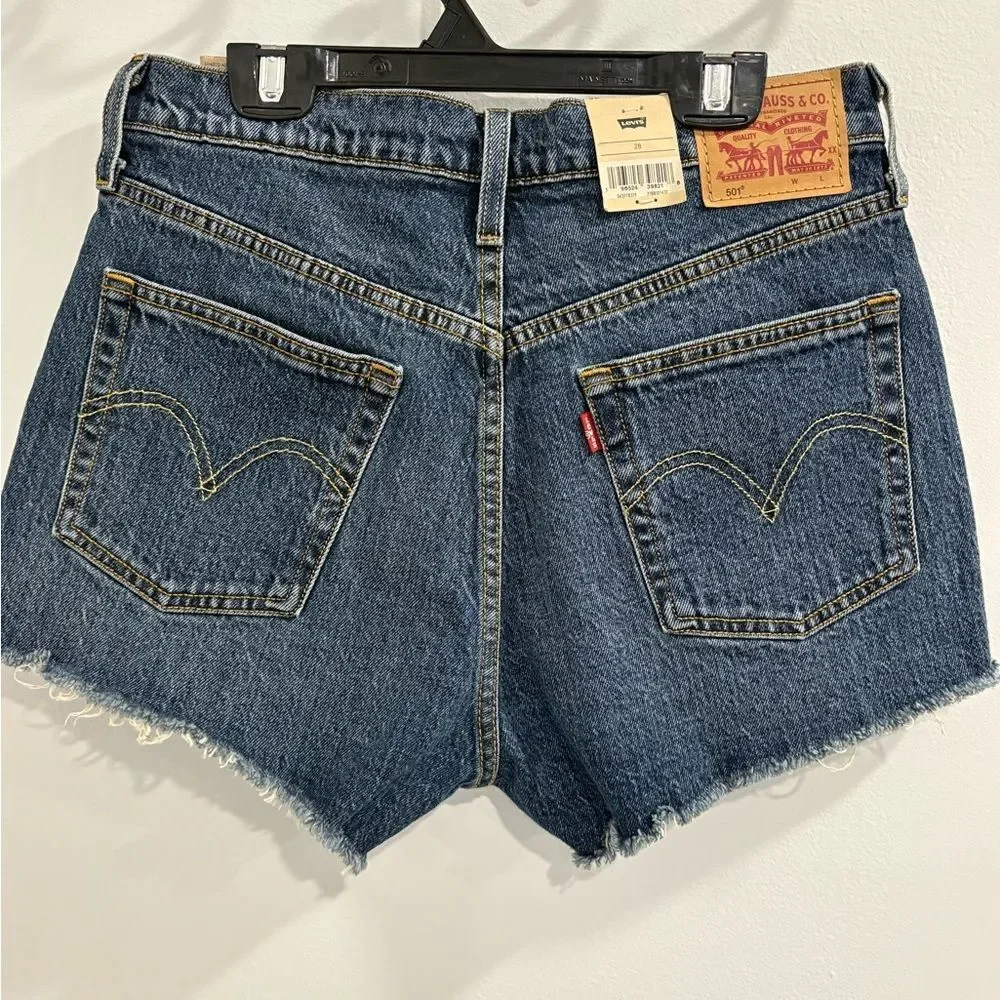 Levi's Indigo Distressed Jean Button Fly Shorts